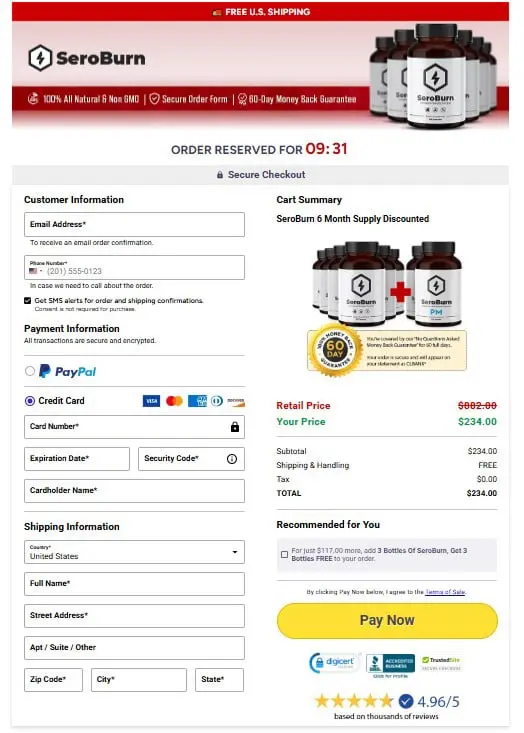 SeroBurn Checkout
